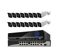 Kit NVR H.265+ 16 Canaux 4K POE 5MP/4MP, Détection Humaine par IA, Enregistrement Audio Extérieur, Caméra IP, De Vidéosurveillance, 4 to(2T,16 NVR x 16PCS 5MP)