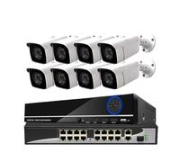 Kit NVR H.265+ 16 Canaux 4K POE 5MP/4MP, Détection Humaine par IA, Enregistrement Audio Extérieur, Caméra IP, De Vidéosurveillance, 4 to(None,16 NVR x 8 PCS 5MP)