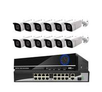 Kit NVR H.265+ 16 Canaux 4K POE 5MP/4MP, Détection Humaine par IA, Enregistrement Audio Extérieur, Caméra IP, De Vidéosurveillance, 4 to(3T,16 NVR x 12PCS 5MP)