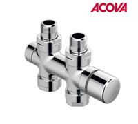 Kit O Robinetterie thermostatisable en H droit réversible monotube / bitube chromé - ACOVA 991588