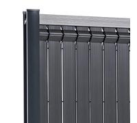 KIT OCCULTANT CLOFENCE LATTE PVC POUR PANNEAU DE GRILLAGE RIGIDE MAILLE 55 BRISE VUE BRISE VENT 2M50 X H 1M03 GRIS