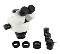 Kit oculaire à lentille de microscope Agrandissement de zoom trinoculaire 7X 45X Ultra Angle Accessoire de microscope stéréo haute résolution pour biologie Examen en laboratoire Verre Blanc (Avec