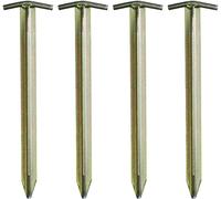 Kit Of 4 T-Profile Tent Pegs, Galvanised Steel, Length 30.5 Cm