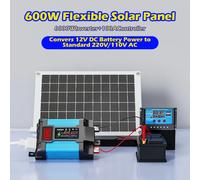 Kit onduleur solaire 6000W, panneau solaire 600W, contrôleur de charge de batterie 12V, système complet de production d'énergie 110V 220V pour la maison yellow110V 4000W