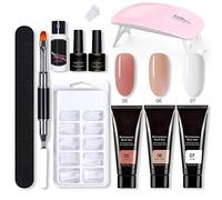 Kit Ongle Gel, Lampe à UV LED Kit Ongle Gel Manicure Kit avec 3 Couleurs 15ml Gel d'Extensions d'Ongles Kit + Base Coat et Top Coat +100 Faux Ongles + Lime à Ongles, Kit de Démarrage Nail Art