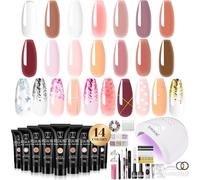 Kit Ongle Gel Uv Complet 14 Couleurs, Gel D'extensions D'ongles Kit Avec 48w Lampe, Gel Construction Ongle Uv Tube Lot Ongle Gel Kit Complet Manicure Kit Avec Base Et Top Coat, Slip Solution[X770]