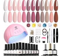 Kit Ongle Gel Uv Complet 48w Lampe, 35 Pcs Kit Vernis Semi Permanent Blanc Brun Nude Rose, 12 Couleurs Vernis Gel Et Base Top Coat, Manucure Outils Accessoires Kit Manucure Salon Diy Home