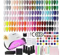 Kit Ongle Gel Uv Complet,66 Couleurs Kit Verni Semi Permanent Avec 180w Uv/Led Lampe/Base&top Coat,Kit Ongle Gel Uv Complet,Kit Manucure-24 Couleurs Poudre Scintillante Pour Nail Design