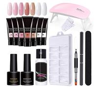 Kit Ongle Gel UV LED Avec 7 Couleurs, Base et Top Coat, 100 Faux Ongles, Lime - Lampe et Kit Manucure Pour Nail Art