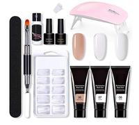 Kit Ongle Gel UV LED - Manicure Set Avec 3 Couleurs 15ml Gel d'Extensions, Base et Top Coat, 100 Faux Ongles, Lime - Kit de Démarrage Nail Art