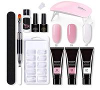 Kit Ongle Gel UV LED - Manucure Avec 3 Couleurs 15ml Gel d'Extensions, Base Coat, Top Coat, 100 Faux Ongles, Lime - Kit de Démarrage Nail Art