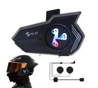 Kit Oreillette Casque - Système De Communication pour Casques - Assistance Vocale Lumières Colorées Étanche Réduction de Bruit Écouteurs pour Moto Scooter des Neiges Hommes Femmes