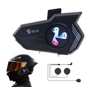 Kit Oreillette Casque - Système Intercom Intégré pour Casque, avec Lumière Colorée, Anti-Bruit, Assistant Vocal, Imperméable pour Le Cyclisme, La Randonnée, Le Ski Et La Motoneige en Extérieur