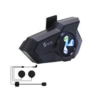 Kit Oreillette Casque - Système Intercom Intégré pour Casque, avec Lumière Colorée, Anti-Bruit, Assistant Vocal, Imperméable pour Le Cyclisme, La Randonnée, Le Ski Et La Motoneige en Extérieur