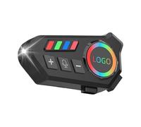 Kit Oreillette pour Casque - Systèmes de Communication Moto,Lumière Colorée Assistant Vocal Anti-Bruit Imperméable pour Hommes Femmes Scooter Sports Motorisés