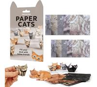 Kit Origami Chat DIY, 50 Feuilles Papier Écologique Pré-découpé pour Art 3D, Décoration Bureau Anti-Stress - Cadeau Créatif pour Amoureux des Chats