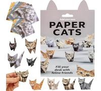 Kit origami en papier pour chat - 50 feuilles - Kit de bricolage 3D chat origami - Décoration de bureau - Cadeau de Noël
