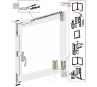 Kit Oscillo-battant complet Galicube 1V FAPIM à crémone Nefer midi - Compas court 402 à 750 mm - Blanc 9010 - 1330AA-32