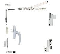 Kit oscillo-battant Galicube 1 V FAPIM à crémone Nefer midi - compas moyen 562 à 1200 mm - Gris 9006 - 1330BA-G5