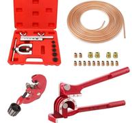 Kit Outils d'évasement de Tuyaux de Freins, Ligne Frein en Acier Cuivré 7.6 M, Ø4,75mm avec 16 Raccords, Coupe-tube, Cintreuse de Tubes, Idéal Pour Les SystèMes De Freinage Hydrauliques De Voiture