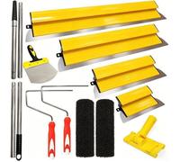 Kit outils Enduit plâtrier Lames à Lisser plaquiste - 10 outils - Acier inoxydable - idéal bande à joint - avec lames de rechange