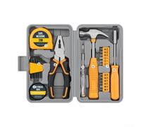 Kit Outils Maison 24 - Ensemble Bricolage Complet avec pour marteau Tournevis pour Réparation Domestique pour femme Débutant Boîte Rangement 200x125mm(yellow)