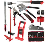 Kit outils plaquiste pro - 10 Outils - Couteau isolant - Cale plaque - Pince - Cutter - Cisaille - Scie cloche - Porte embout