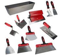 Kit outils plâtrier - 11 outils - Acier inoxydable - idéal bande à joint - Bac - Couteaux - Platoir - Spatules -Truelles d'angle
