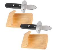 Kit Ouvre Huitre - Lot de 2 Oyster Opener Facile, Couteau pour Ouvrir les Huîtres avec Pince à Huîtres en Bois, Portable Fruits de Mer Outil pour Ouverture Huîtres et Crustacés, Ustensiles de Cuisine