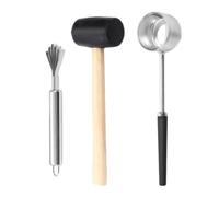 Kit Ouvre-noix Tropical en Acier Inoxydable, Poignée Ergonomique | Outil Manuel pour Fruits Durs et Noix, Prise Confortable, Usage Maison la Cuisine, avec Maillet Caoutchouc