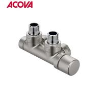 Kit P ACIER INOX robinetterie thermostatisable en H coude tête à droite monotube / bitube chromé - ACOVA 839340