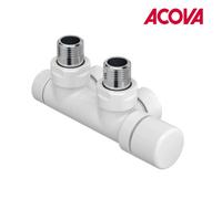 Kit P BLANC robinetterie thermostatisable en H coude tête à droite monotube / bitube chromé - ACOVA 991591