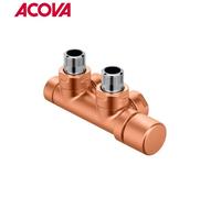 Kit P CUIVRE robinetterie thermostatisable en H coude tête à droite monotube / bitube chromé - ACOVA 839280