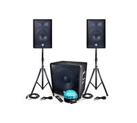 Kit PACK SONO 1512 2200W Enceintes + Subwoofer USB/BLUETOOTH + Pieds + Lumière Sixmagic