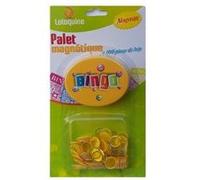 Kit palet magnetique ramasse jetons loto bingo + 100 pions aimantes - coloris jaune - accessoire de jeu - set materiel et carte tigre