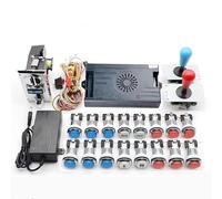 Kit Pandora Saga DX 9800 en 1 pour copier le joystick SANWA, bouton poussoir à LED chromé, pièce de monnaie, armoire d'arcade avec tutoriel (rouge et bleu)