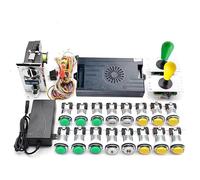 Kit Pandora Saga DX 9800 en 1 pour copier le joystick SANWA, bouton poussoir à LED chromé, pièce de monnaie, armoire d'arcade avec tutoriel (vert et jaune)