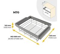 Kit panier en fils d'acier + cadre pour dressing Quartz - finition titane - module 700 mm EMUCA