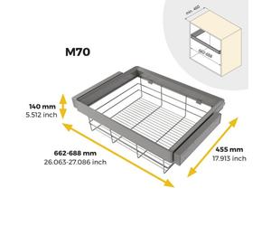 Kit panier en fils d'acier + cadre pour dressing Quartz - finition titane - module 700 mm EMUCA