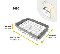 Kit panier en fils d'acier + cadre pour dressing Quartz - finition titane - module 800 mm EMUCA
