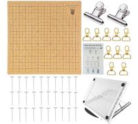 Kit Panneau de Macramé 30x30 cm, Tableau de Travail pour Macramé avec Support Métallique Réglable, Épingles et Notice, Accessoires Complets pour Bracelets Tressés et Créations de Nouage Artisanal