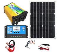 Kit panneau solaire - Comprend un onduleur 3000 W 220 V/110 V onde sinusoïdale modifiée, conversion automatique intelligente tension, contrôleur solaire, vie hors réseau et fournitures extérieures