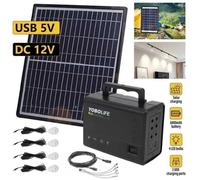 Kit Panneau Solaire - FOLAYA - LM-3606 - 15W - 4 Ampoules LED - 2 USB pour Téléphone Portable