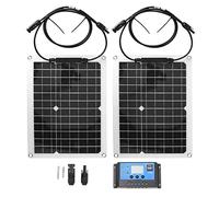 Kit Panneaux Solaires 2x50W Monocristallins avec Régulateur 10A, Haute Efficacité et Résistance - Idéal pour Voiture, Yacht et Camping - car, Chargeur Portable Outdoor