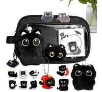Kit papeterie Chat noir Range-stylos mignon | Sac à crayons Pour étudiants, écrivains, amoureux des animaux, ados, adultes, collectionneurs, artistes, planificateurs,