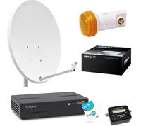 Kit Parabole 60 cm - STRONG - SRT 7407 HD - Récepteur satellite FRANSAT - LNB Single - 20m Coaxial