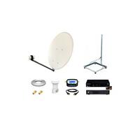 Kit Parabole 65cm Acier + Support Balcon + LNB single + Décodeur DS81 TNTSAT + Câble HDMI + Pointeur + Câble coax 25m + 2 fiches F