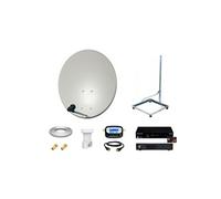Kit Parabole 80cm Acier + Support Balcon + LNB single + Décodeur DS81 TNTSAT + Câble HDMI + Pointeur + Câble coax 25m + 2 fiches F