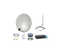 Kit Parabole 80cm Acier + Support Balcon + LNB Single + Décodeur SRT7407 Fransat + Câble HDMI + Pointeur + Câble Coax 25m + 2 fiches