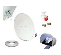 Kit Parabole 80cm - HD4K - LNB Twin 0,1 dB - Acier Galvanisé - Protection Anti-Intempéries - 2 Récepteurs